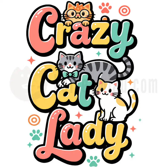 Design Vorschau Crazy Cat Lady - farbenfroh
