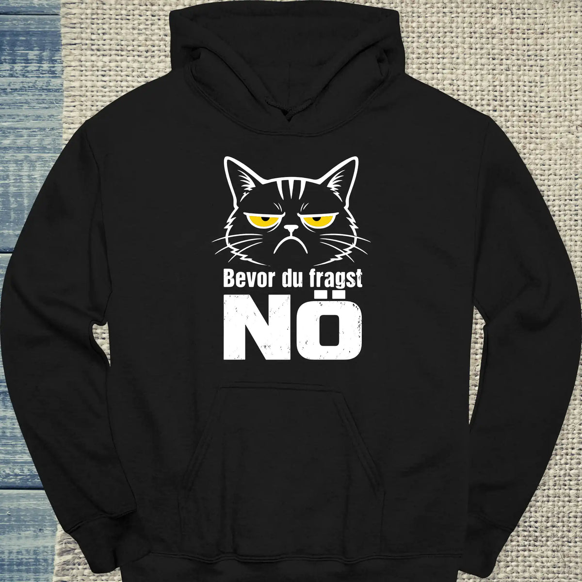 Hoodie - Bevor du fragst, NÖ - Unisex - Katze Schwarz