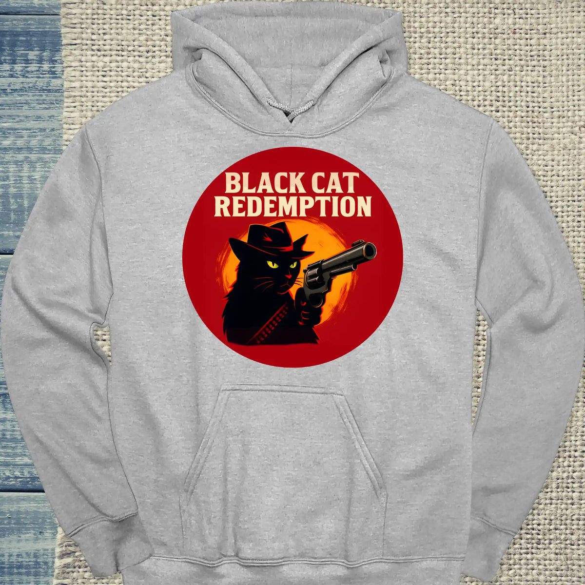 Hoodie - Black Cat Redemption - Unisex - Katze, Cat Guy Grau