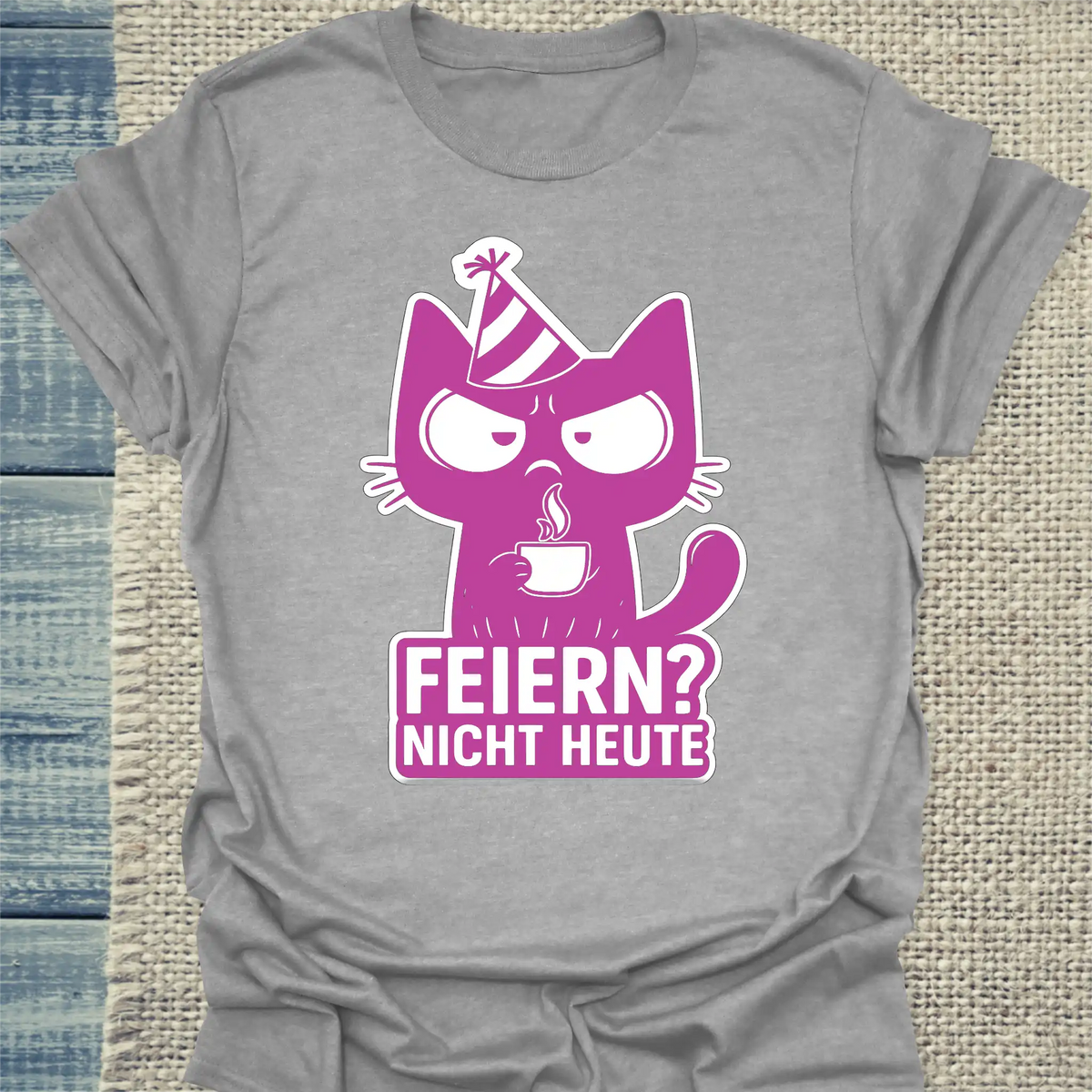 Hoodie - Feiern? Nicht Heute - Unisex - Katze, Nicht Heute Grau