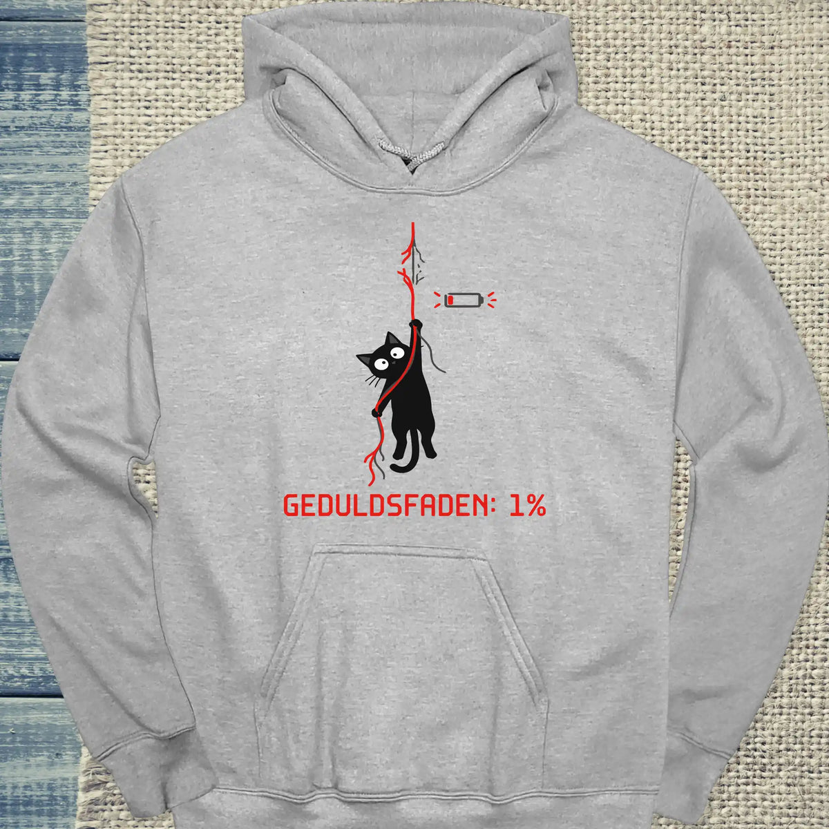 Hoodie - Geduldsfaden: 1% - Unisex - Katze Grau