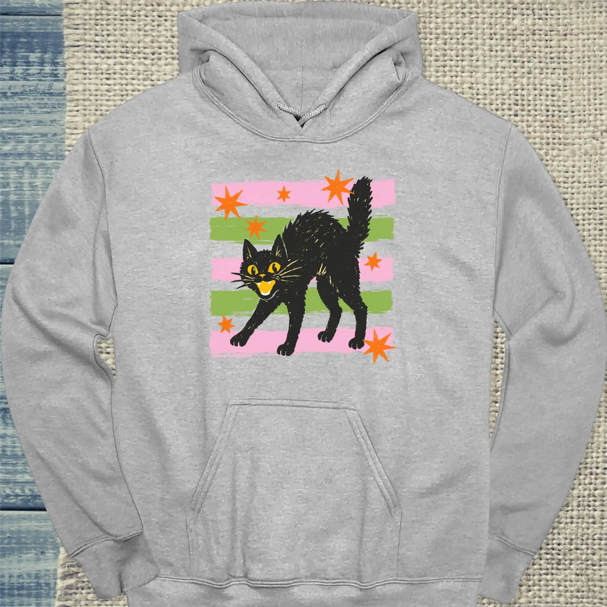 Hoodie - Halloween Cat - Unisex - Katze, Halloween Grau
