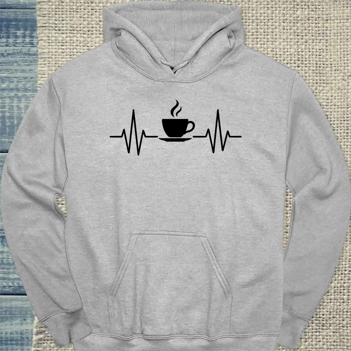 Hoodie - Herzschlag für Kaffee - Unisex - Kaffee Grau