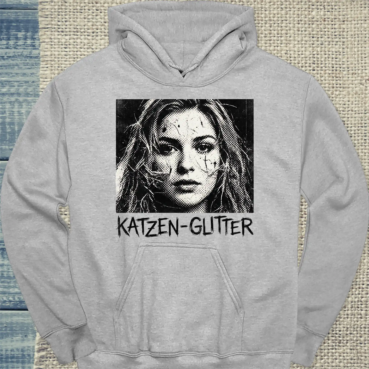 Hoodie - Katzen-Glitter - Unisex - Katze Grau