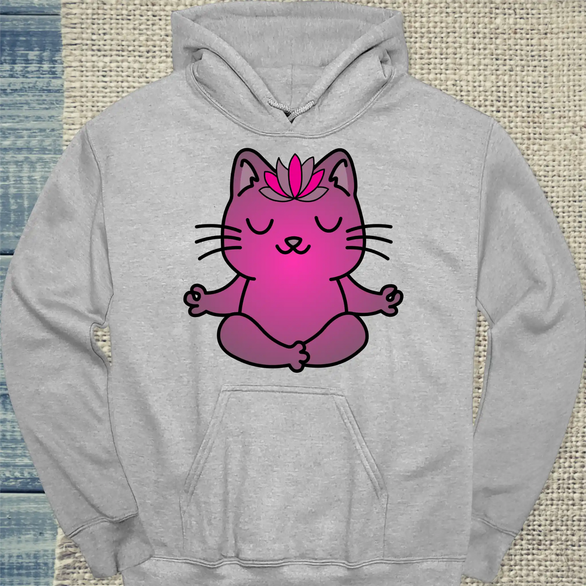 Hoodie - Katzen-Yoga - Unisex - Katze Grau