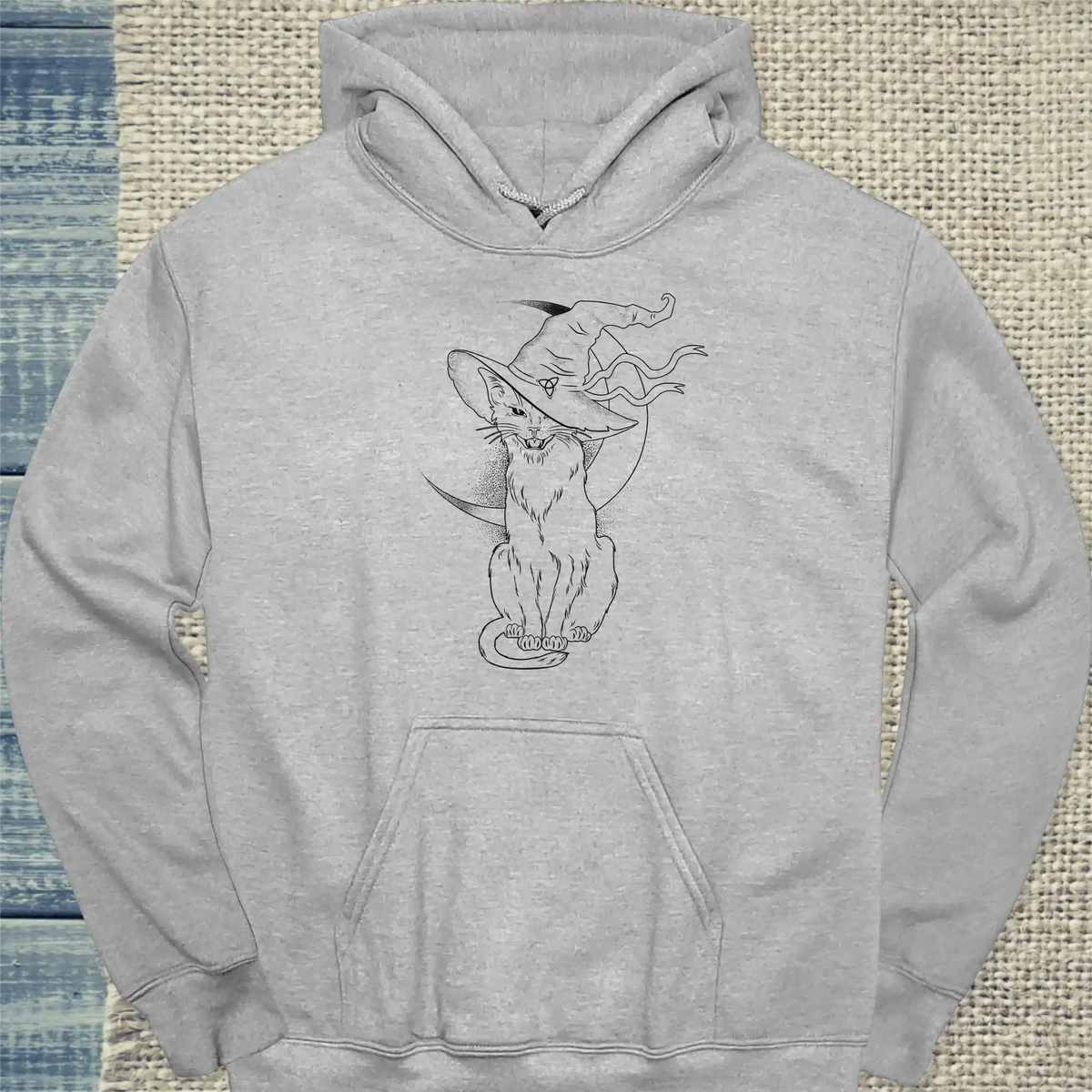Hoodie - Katzenhexe - Unisex - Katze, Halloween Grau