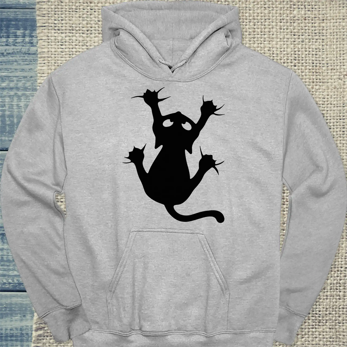 Hoodie - Klammerkatze - Unisex - Katze Grau