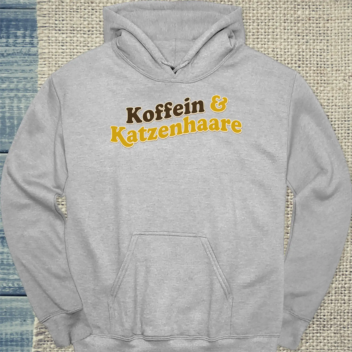 Hoodie - Koffein & Katzenhaare - Unisex - Katze & Kaffee Grau