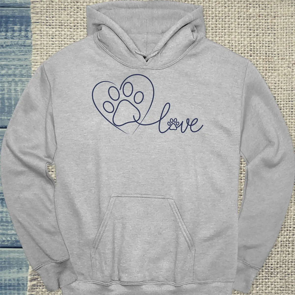 Hoodie - Love - Pfote - Unisex - Katze Grau