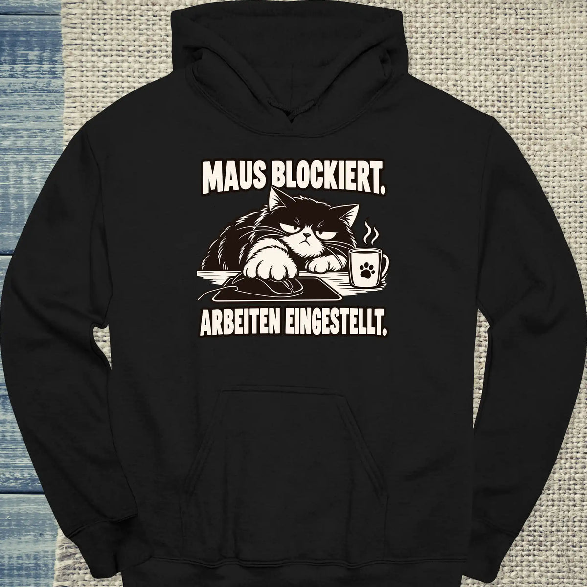 Hoodie - Maus Blockiert - Unisex - Katze & Kaffee Schwarz