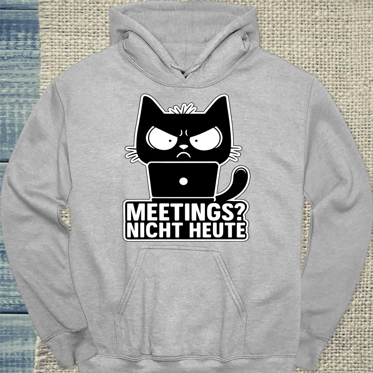 Hoodie - Meetings? Nicht Heute - Unisex - Katze, Nicht Heute Grau