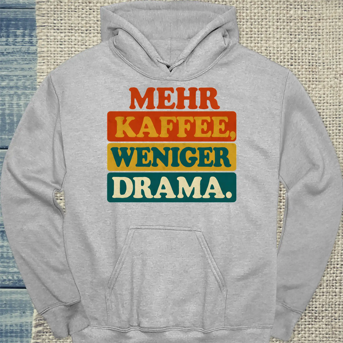 Hoodie - Mehr Kaffee, weniger Drama. - Unisex - Kaffee Grau