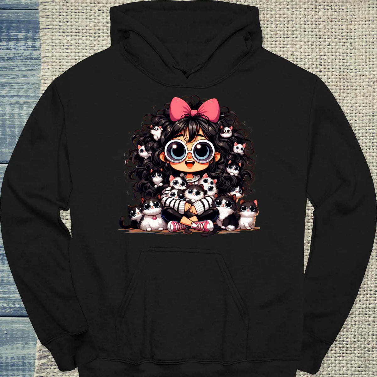 Hoodie - Meine Katzen - Unisex - Katze, Cat Lady Schwarz