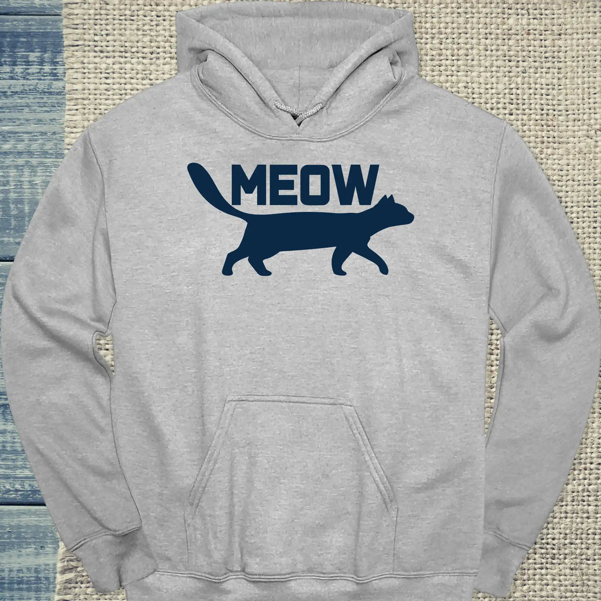 Hoodie - Meow - Unisex - Katze Grau