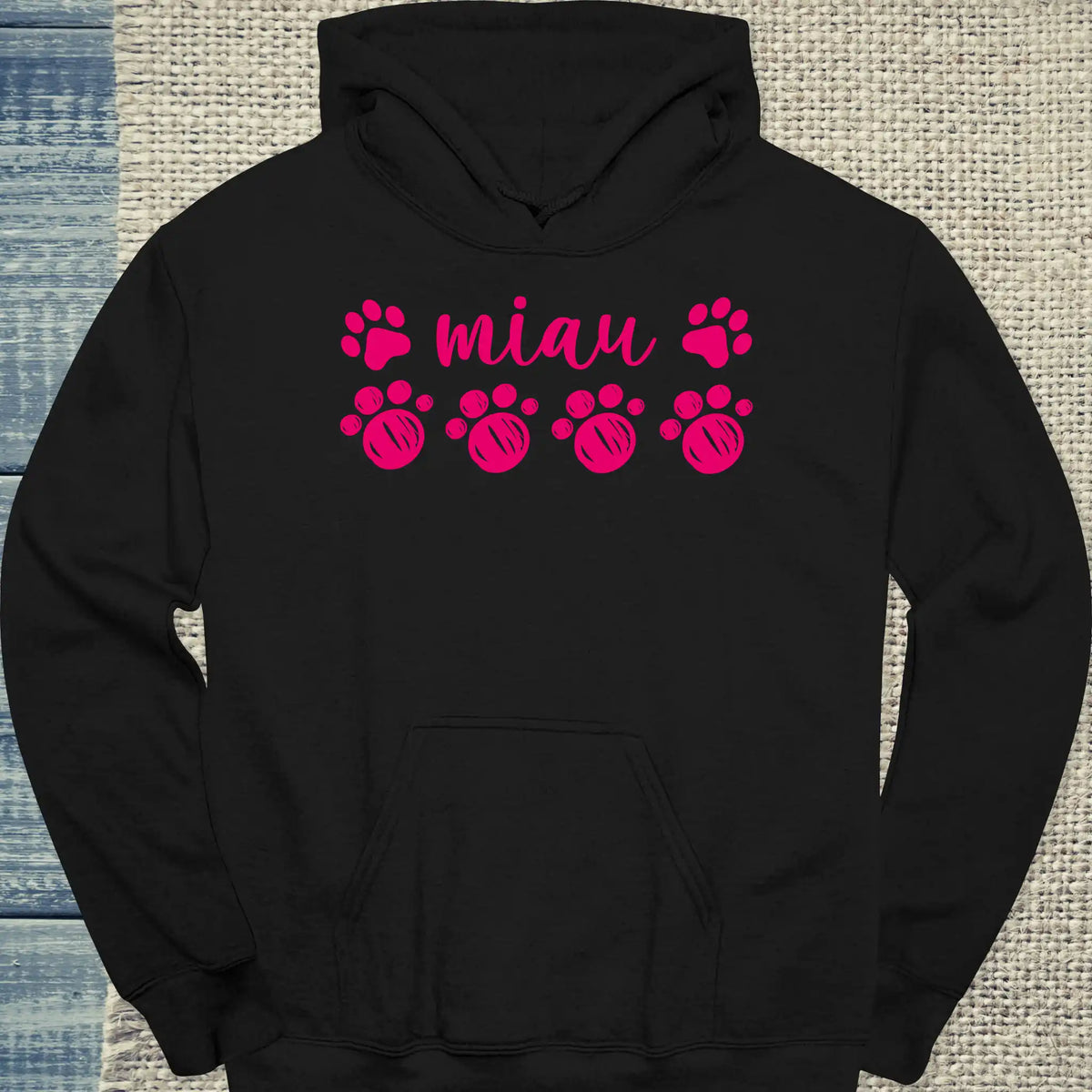 Hoodie - Miau - Unisex - Katze Schwarz