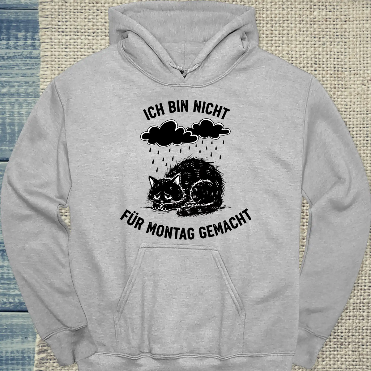 Hoodie - Nicht für Montag gemacht - Unisex - Katze Grau