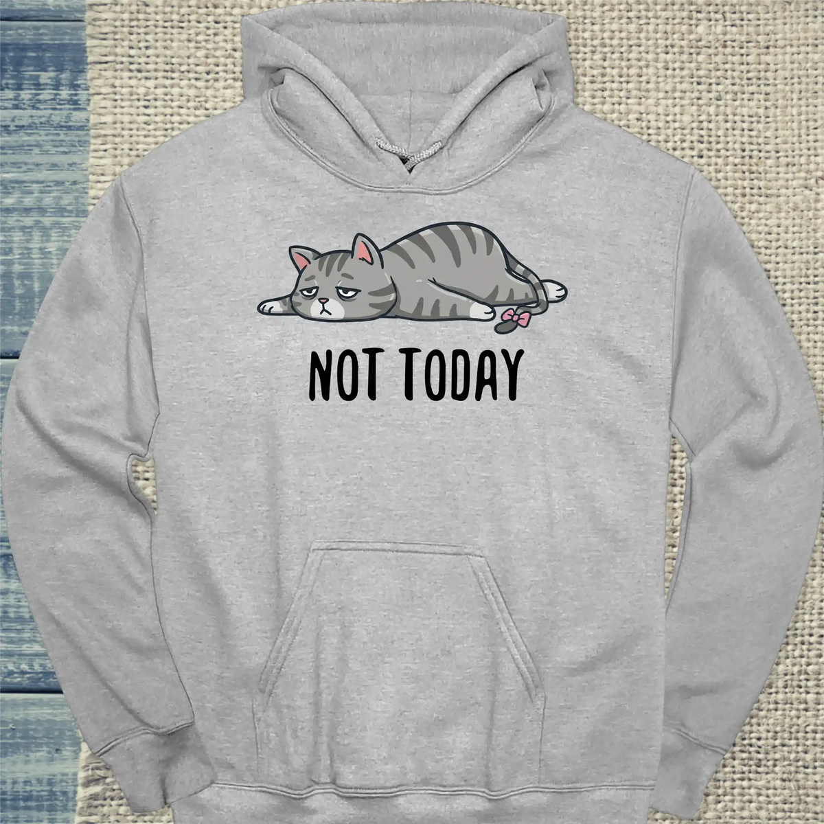 Hoodie - Not Today - Unisex - Katze, Nicht Heute Grau
