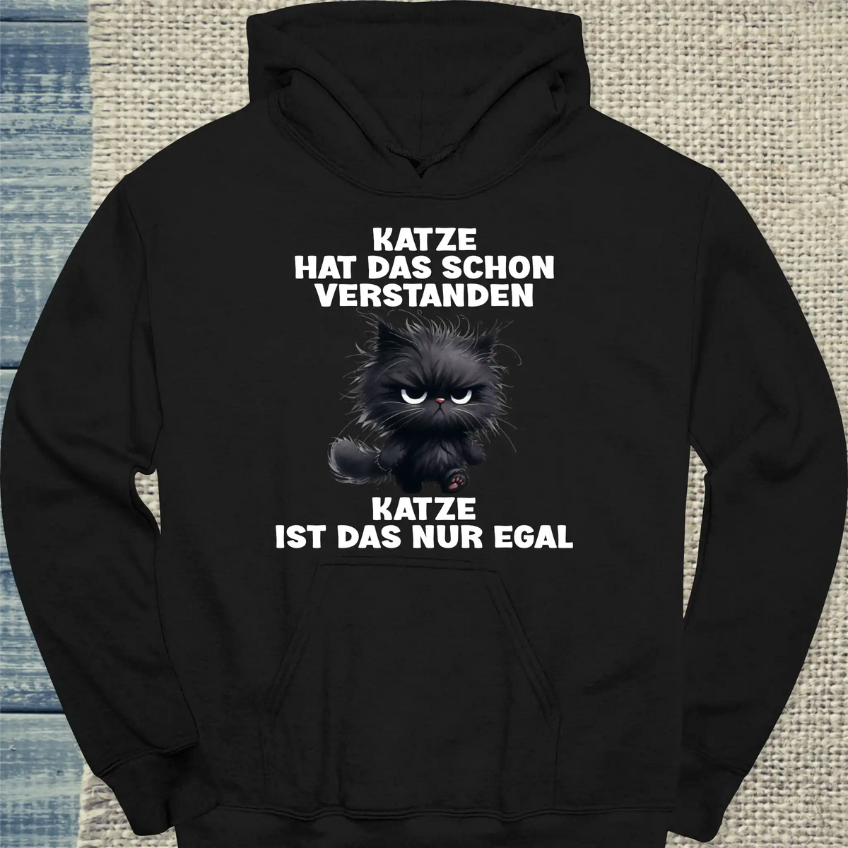 Hoodie - Nur egal - Unisex - Katze Schwarz
