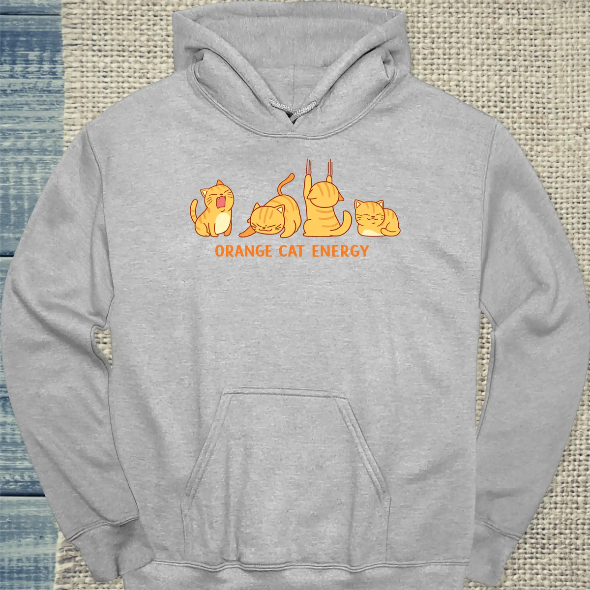 Hoodie - Orange Cat Energy - Unisex - Katze, Orange Grau