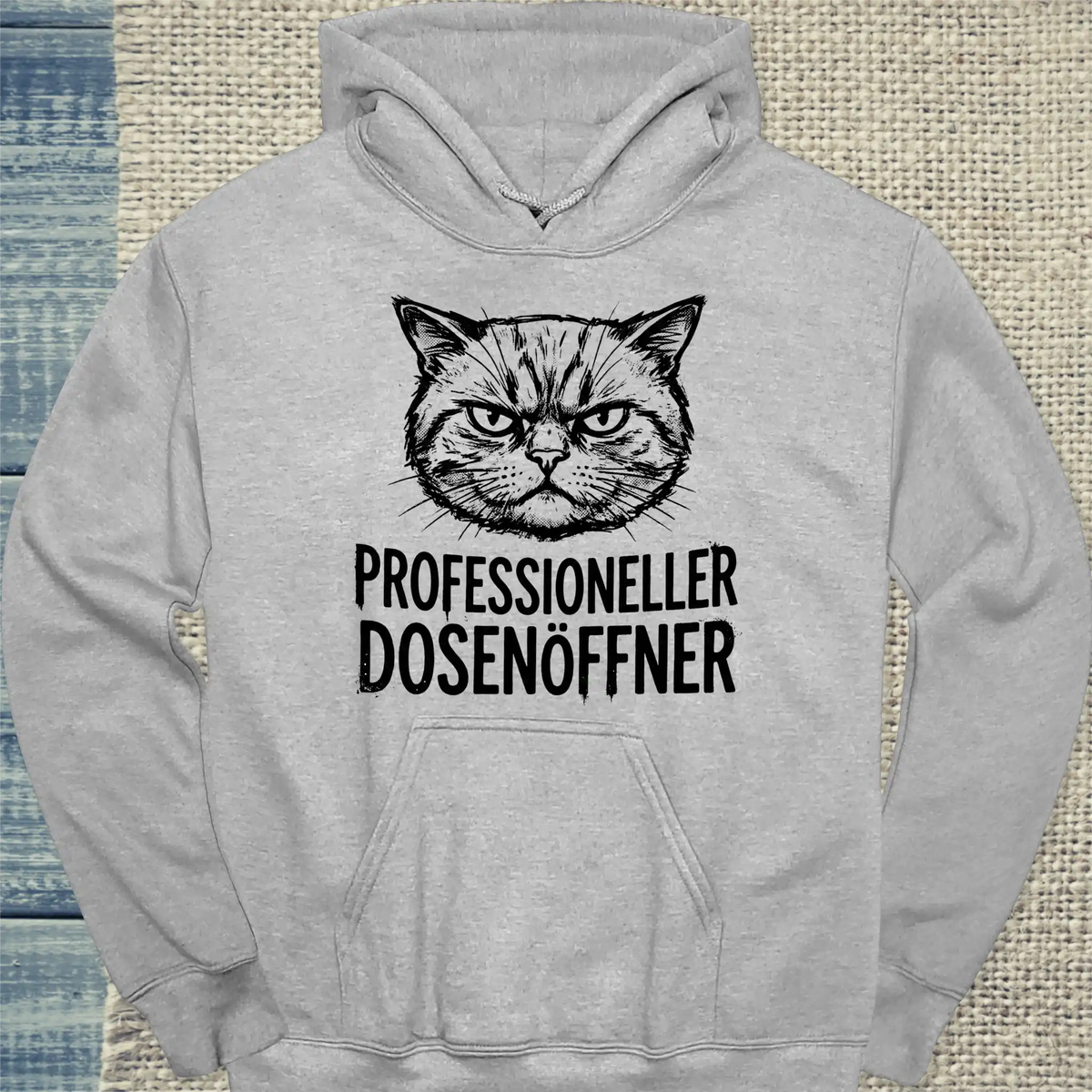 Hoodie - Professioneller Dosenöffner - Unisex - Katze Grau