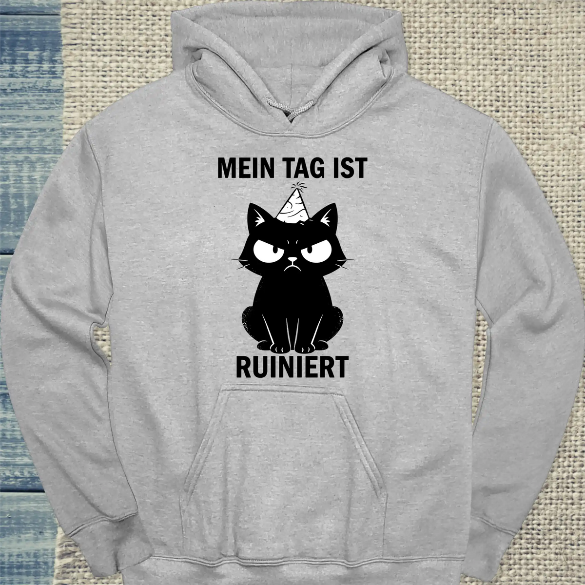 Hoodie - Ruiniert - Unisex - Katze Grau