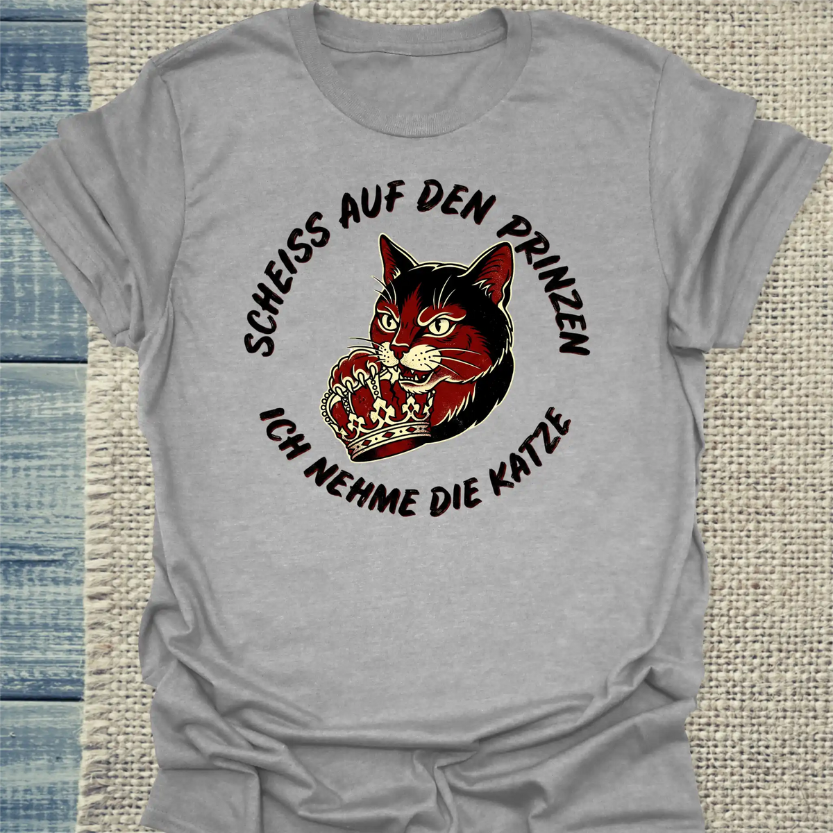 Hoodie - Scheiß auf den Prinzen, ich nehme die Katze - Unisex - Katze Grau