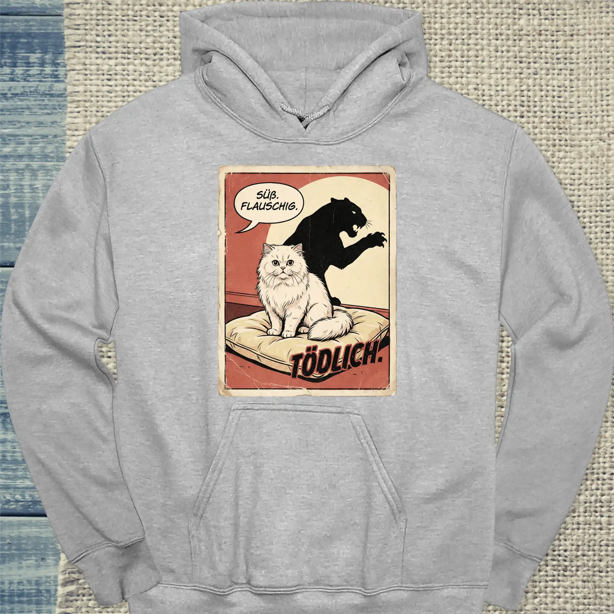 Hoodie - Süß. Flauschig. Tödlich. - Unisex - Katze Grau