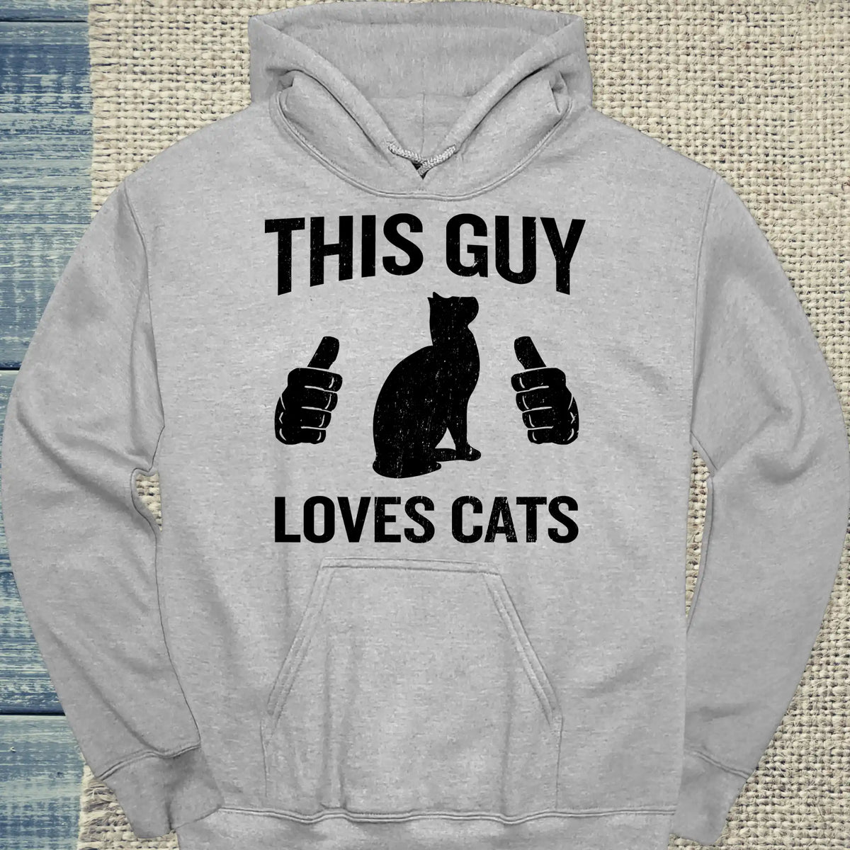 Hoodie - This Guy Loves Cats - Unisex - Katze, Cat Guy Grau