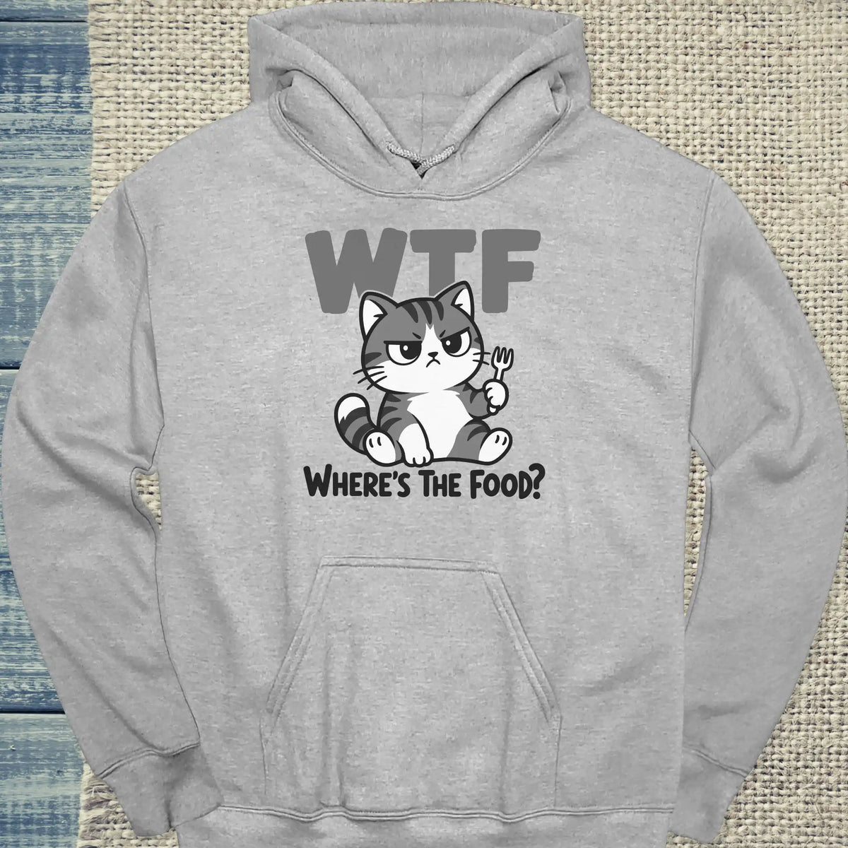 Hoodie - Where is the Food - Unisex - Katze Grau
