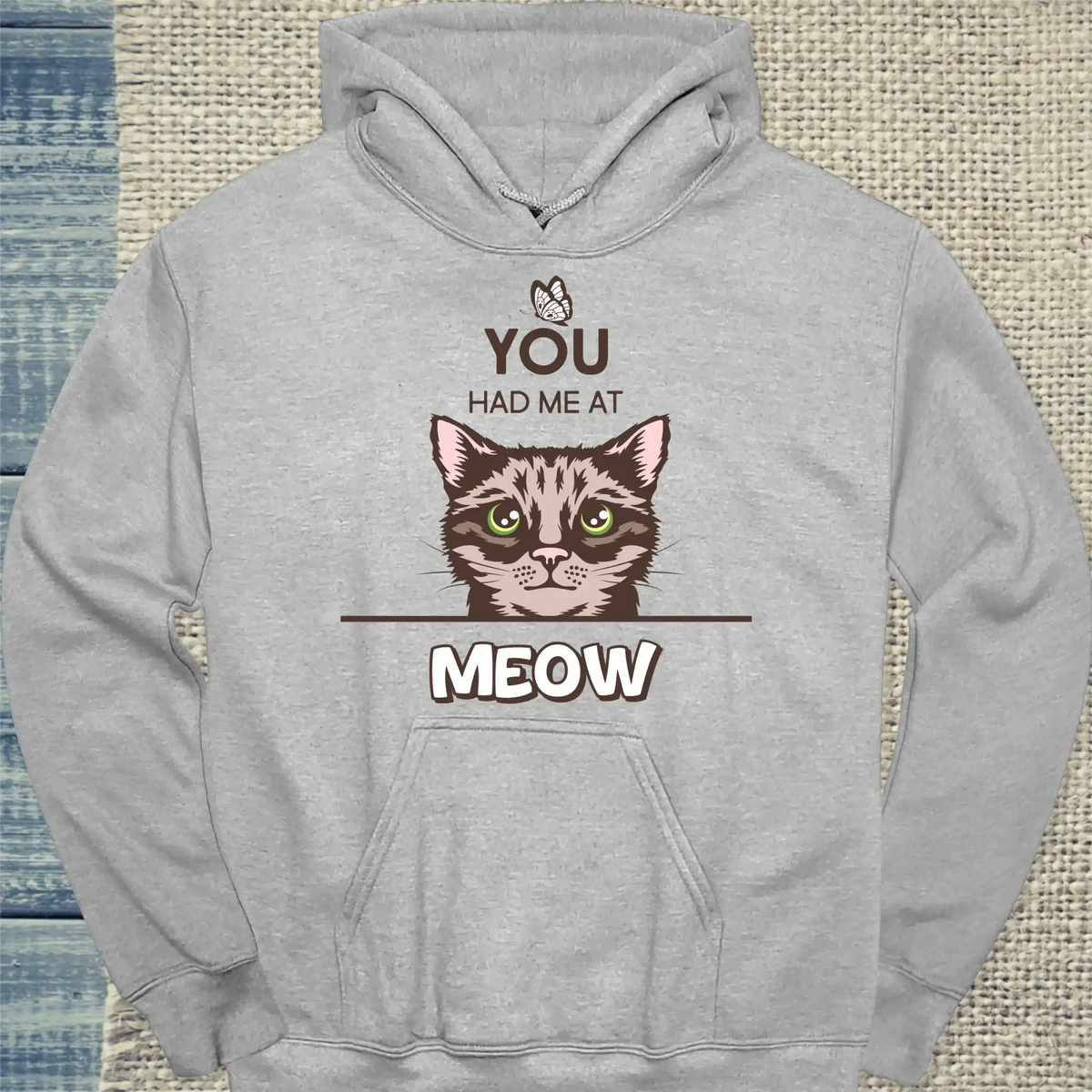 Hoodie - You had me at MEOW - Unisex - Katze Grau