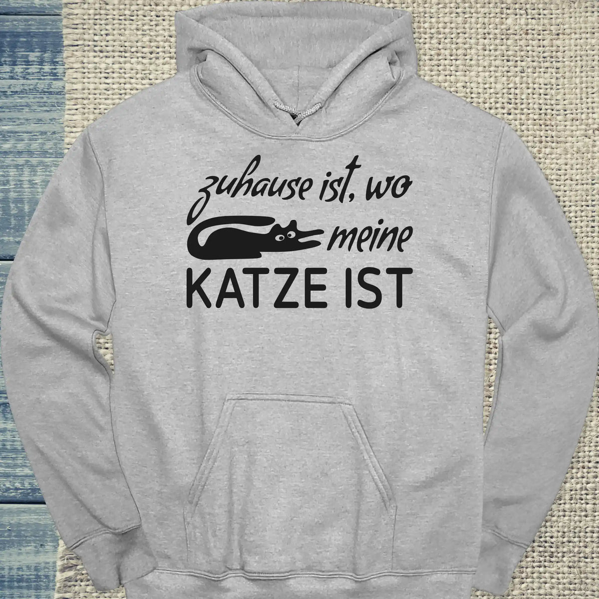 Hoodie - Zuhause ist - wo meine Katze ist - Unisex - Katze Grau