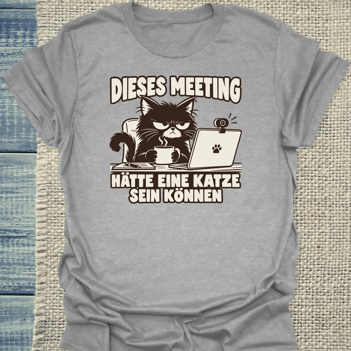 T-Shirt - Dieses Meeting - Unisex - Katze Grau