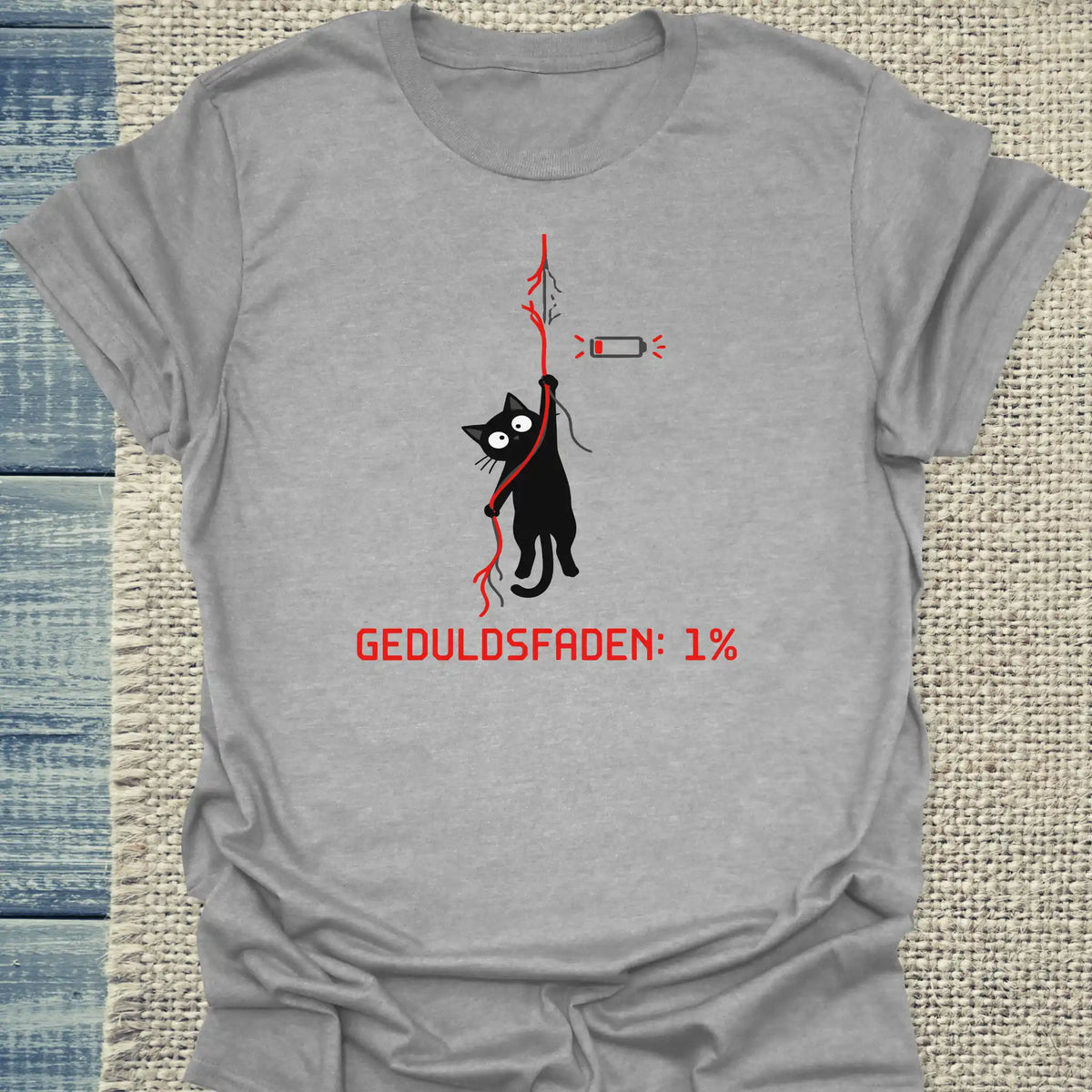 T-Shirt - Geduldsfaden: 1% - Unisex - Katze Grau