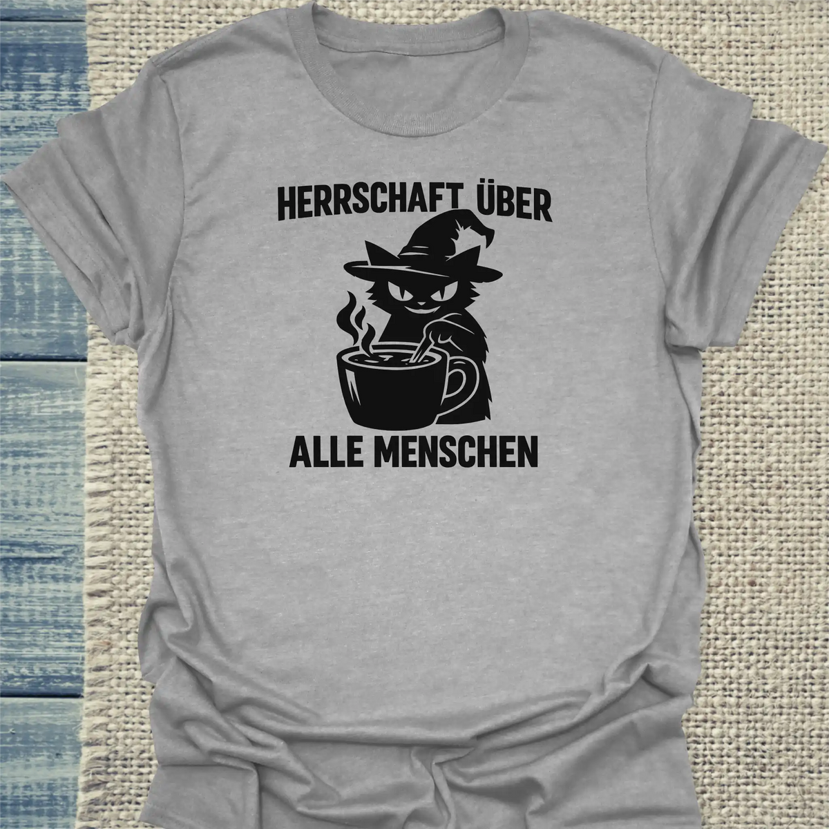 T-Shirt - Herrschaft - Unisex - Katze, Halloween Grau