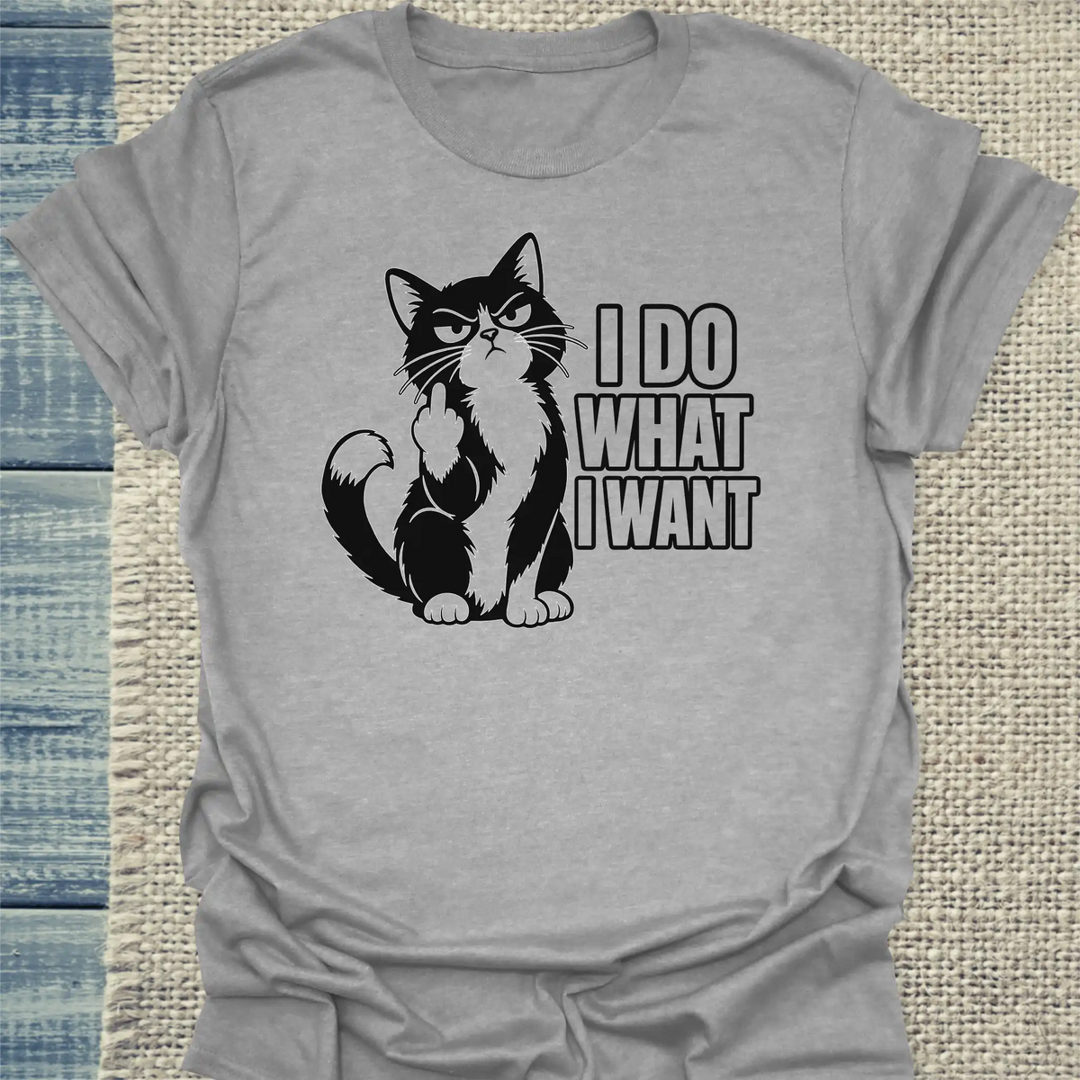 T-Shirt - I do what I want 2 - Unisex - Katze Grau