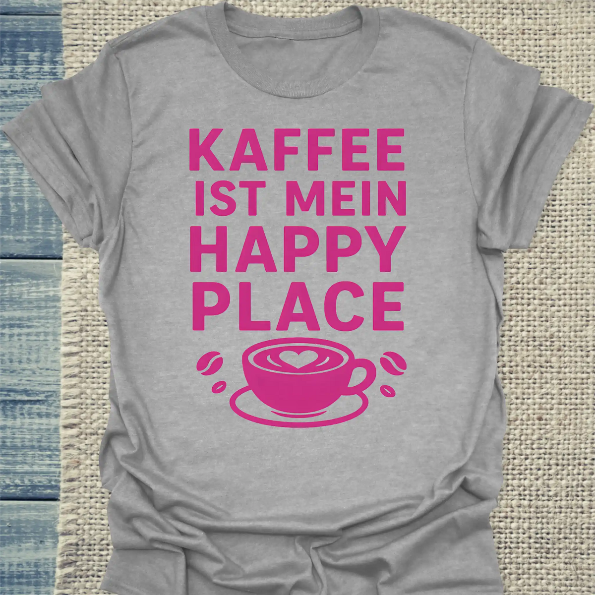 T-Shirt - Kaffee ist mein Happy Place - Unisex - Kaffee Grau