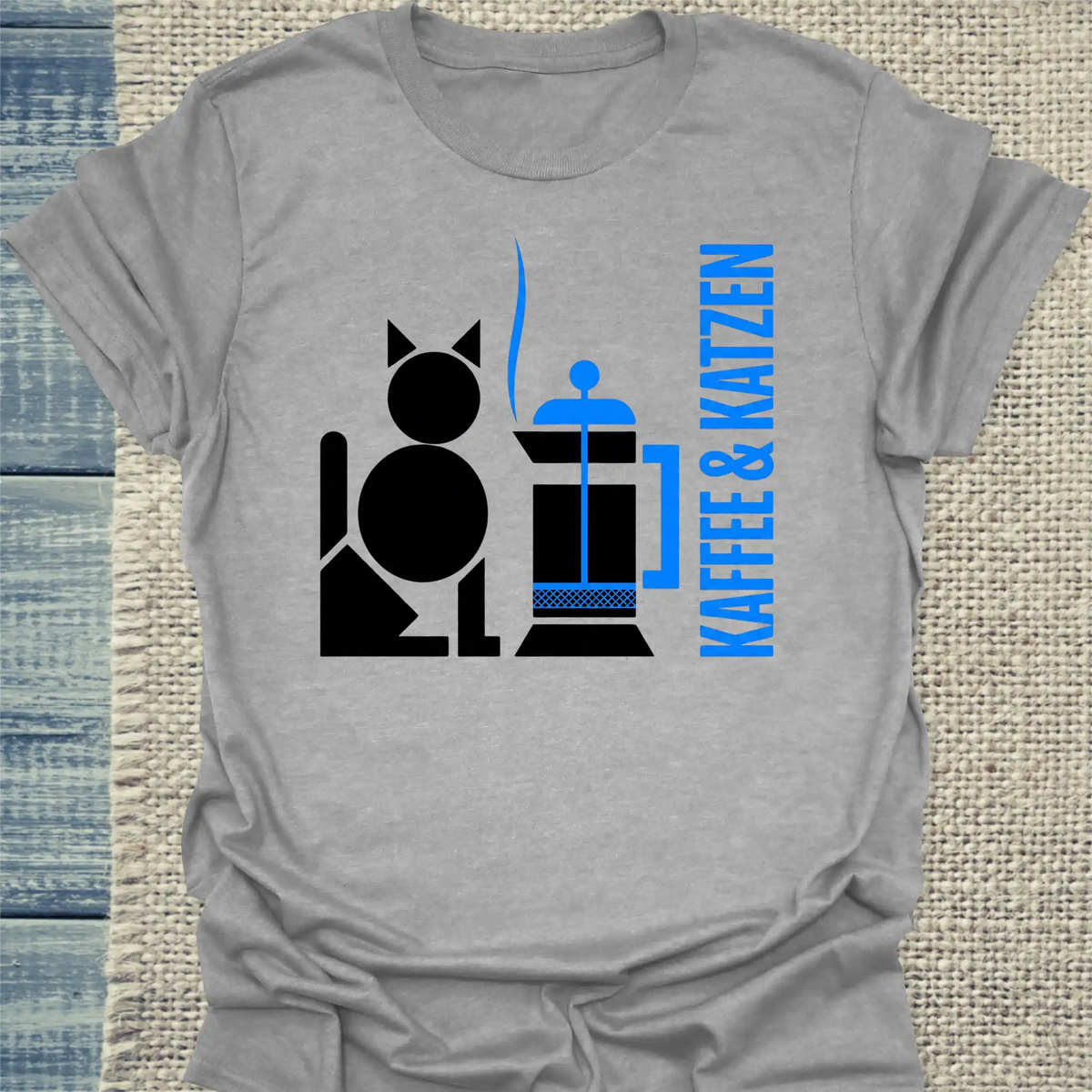 T-Shirt - Kaffee & Katzen - Unisex - Katze & Kaffee Grau