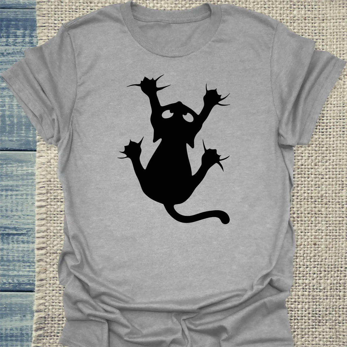 T-Shirt - Klammerkatze - Unisex - Katze Grau