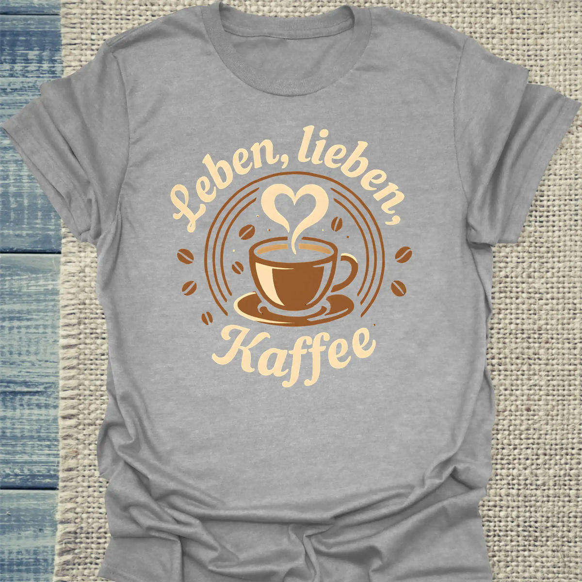 T-Shirt - Leben, lieben, Kaffee - Unisex - Kaffee Grau