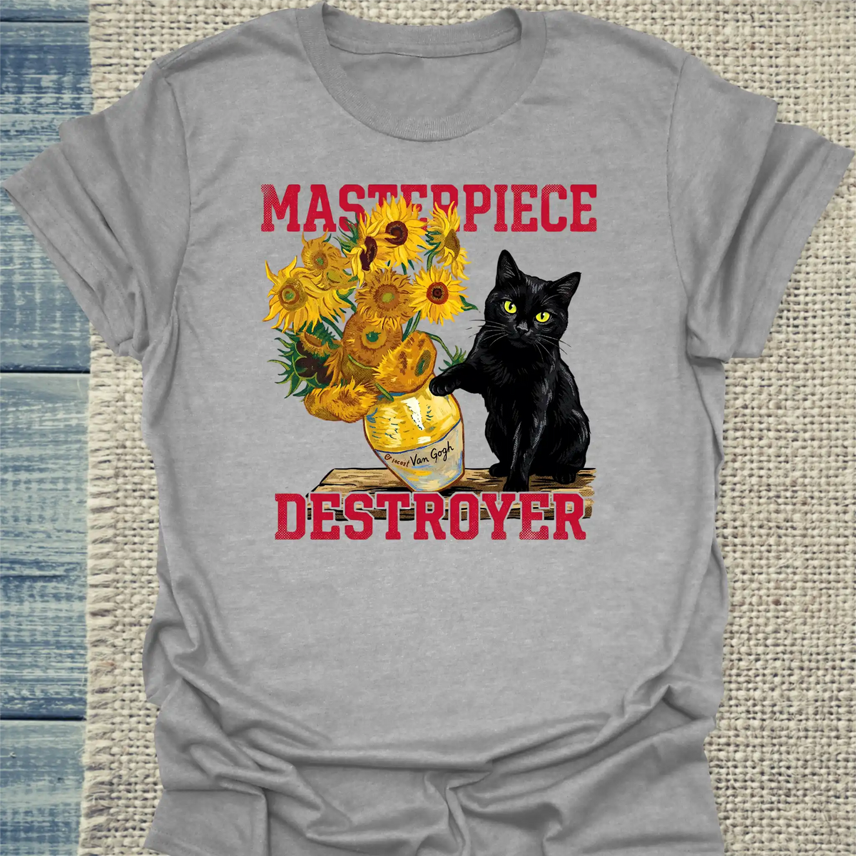 T-Shirt - Masterpiece Destroyer - Unisex - Katze Grau