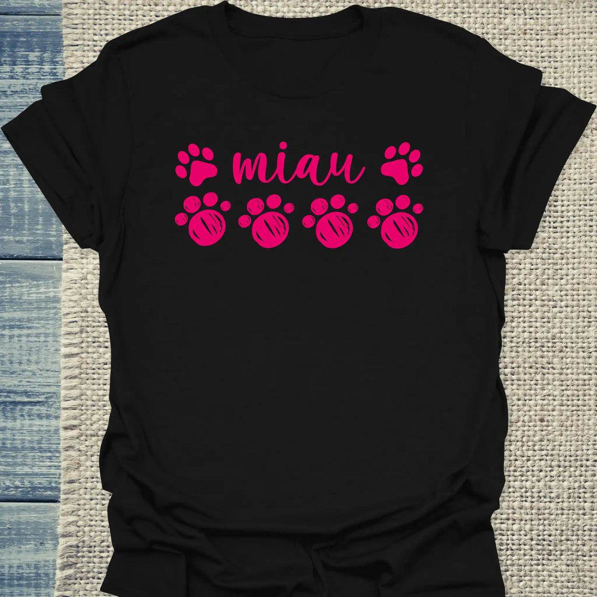 T-Shirt - Miau - Unisex - Katze Schwarz