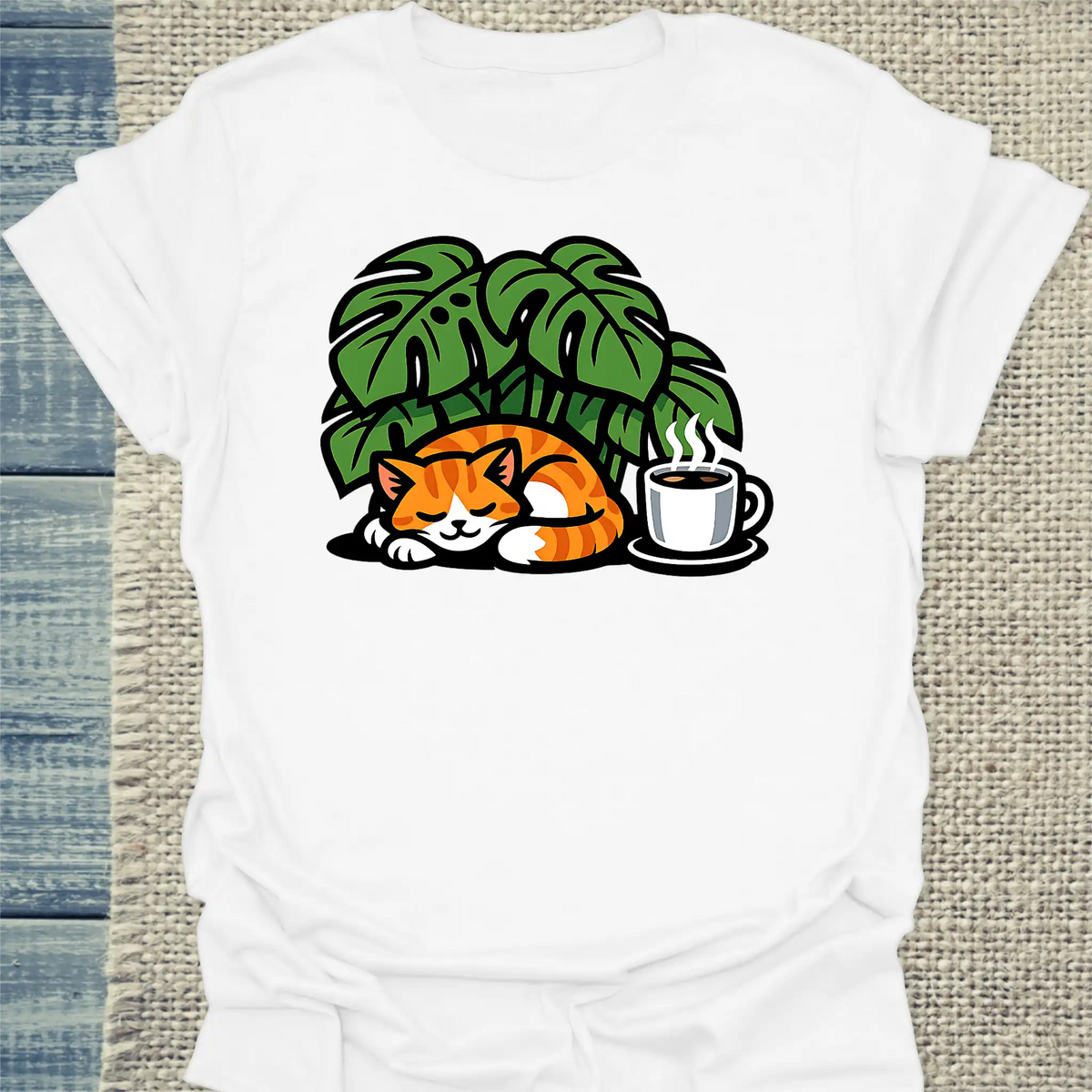 T-Shirt - Monstera - Unisex - Katze Weiß