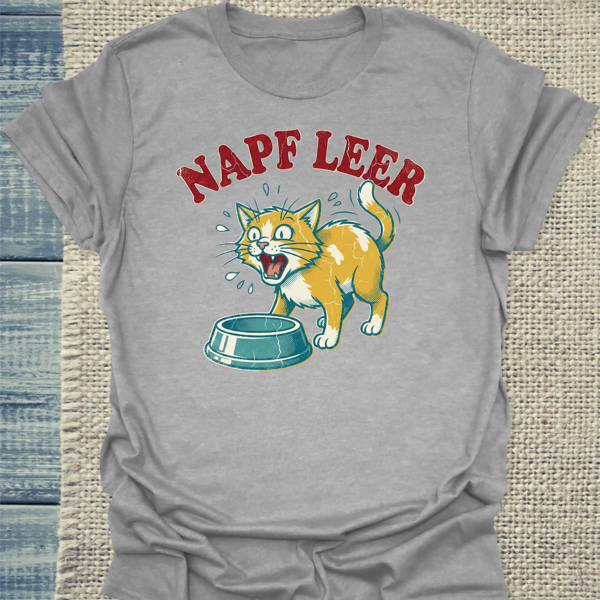 T-Shirt - Napf leer - Unisex - Katze Grau