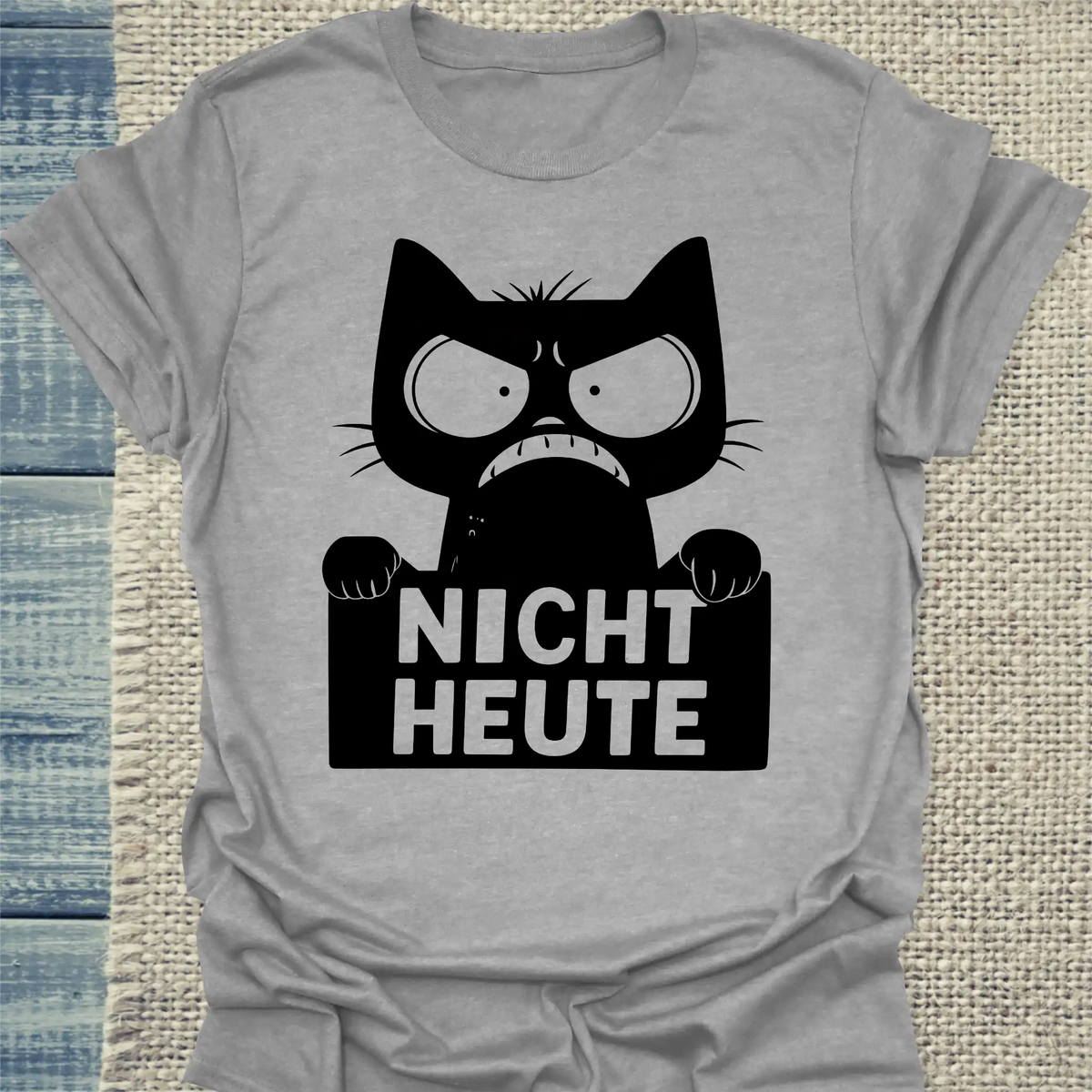 T-Shirt - Nicht Heute - Katze - Unisex - Katze, Black Edition Grau