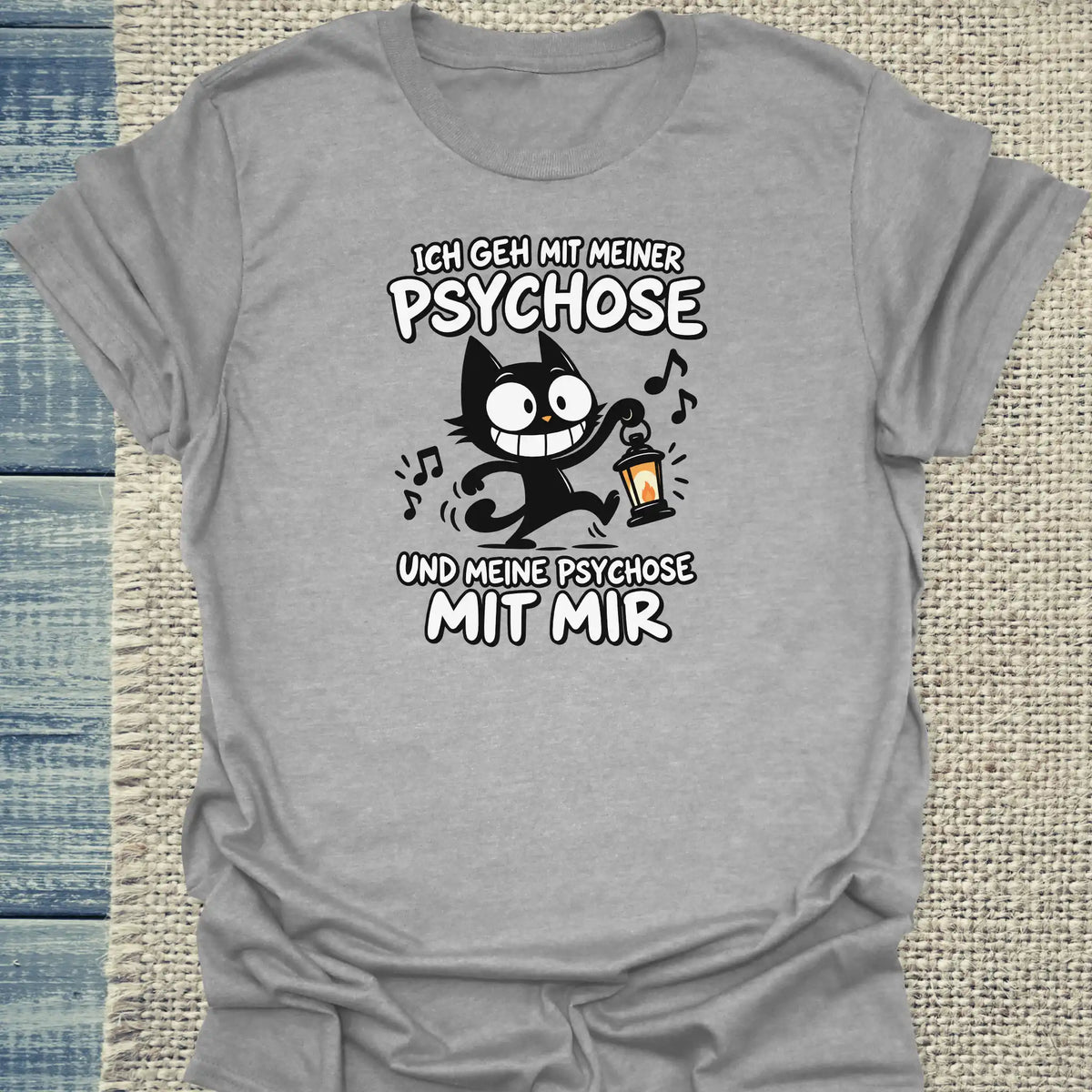 T-Shirt - Psychose - Unisex - Katze Grau