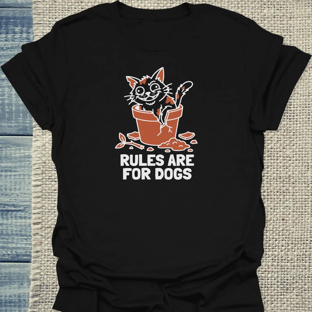 T-Shirt - Rules are for dogs - Unisex - Katze Schwarz