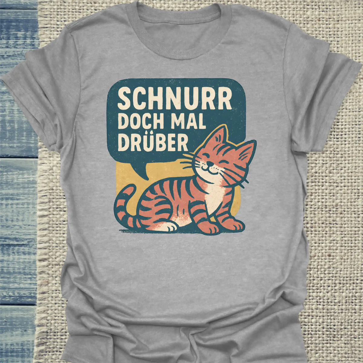 T-Shirt - Schnurr doch mal drüber - Unisex - Katze Grau