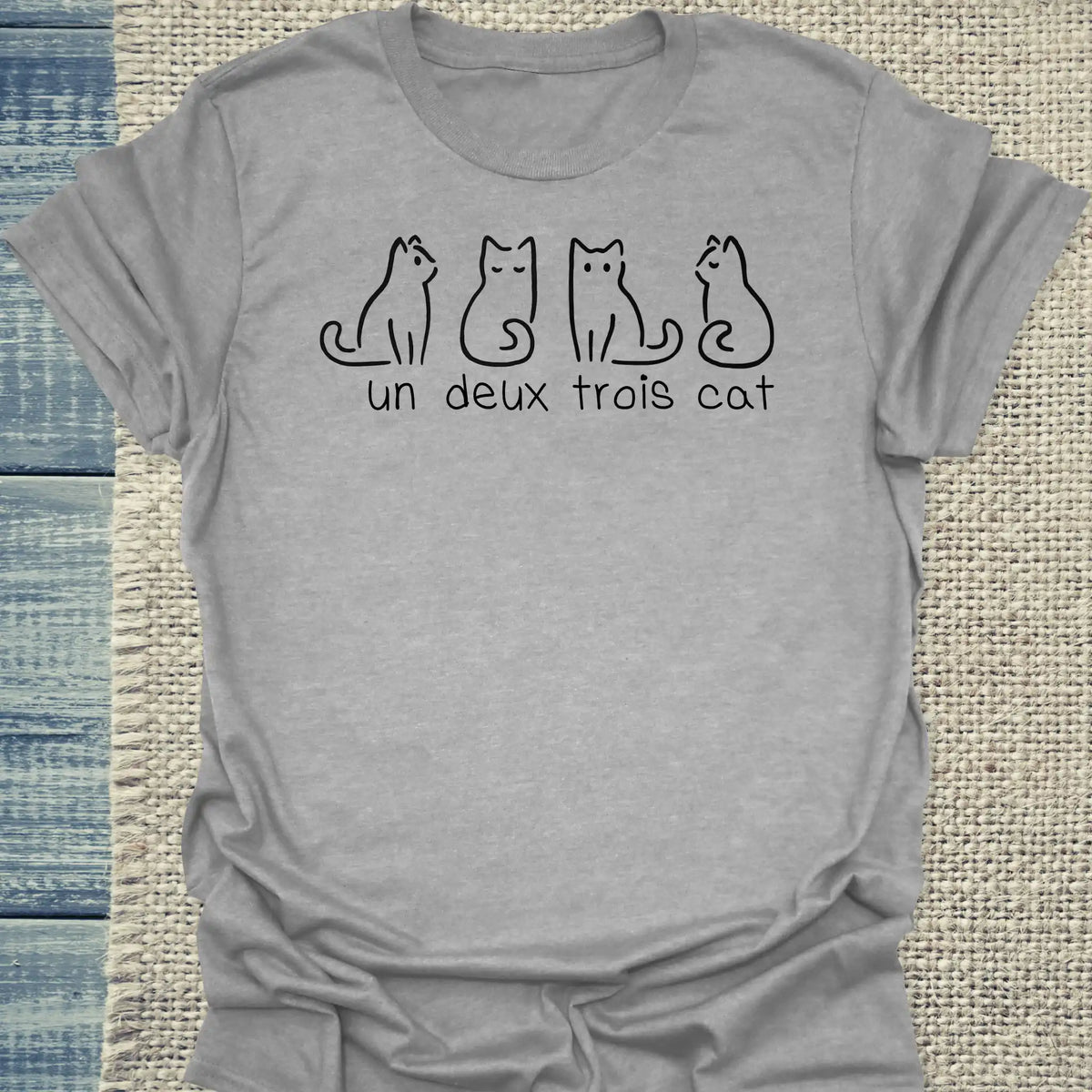 T-Shirt - Un Deux Trois Cat - Unisex - Katze Grau