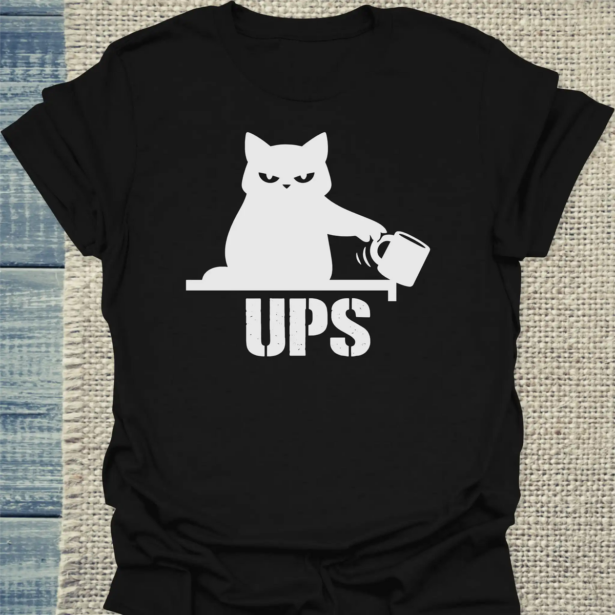T-Shirt - Ups - Unisex - Katze Schwarz