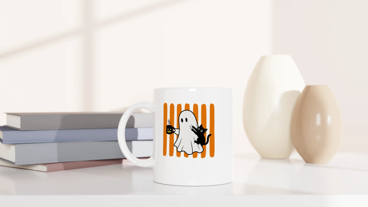 Tasse 325ml - Geist und Katze - Katze & Kaffee, Halloween
